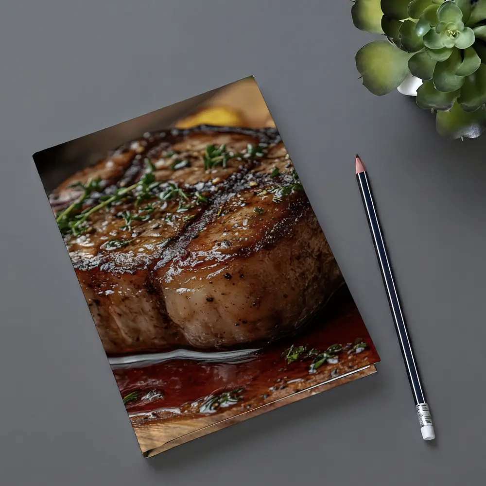 Seared Pork Chop With Roasted Potatoes Wooden Board – Notebooks