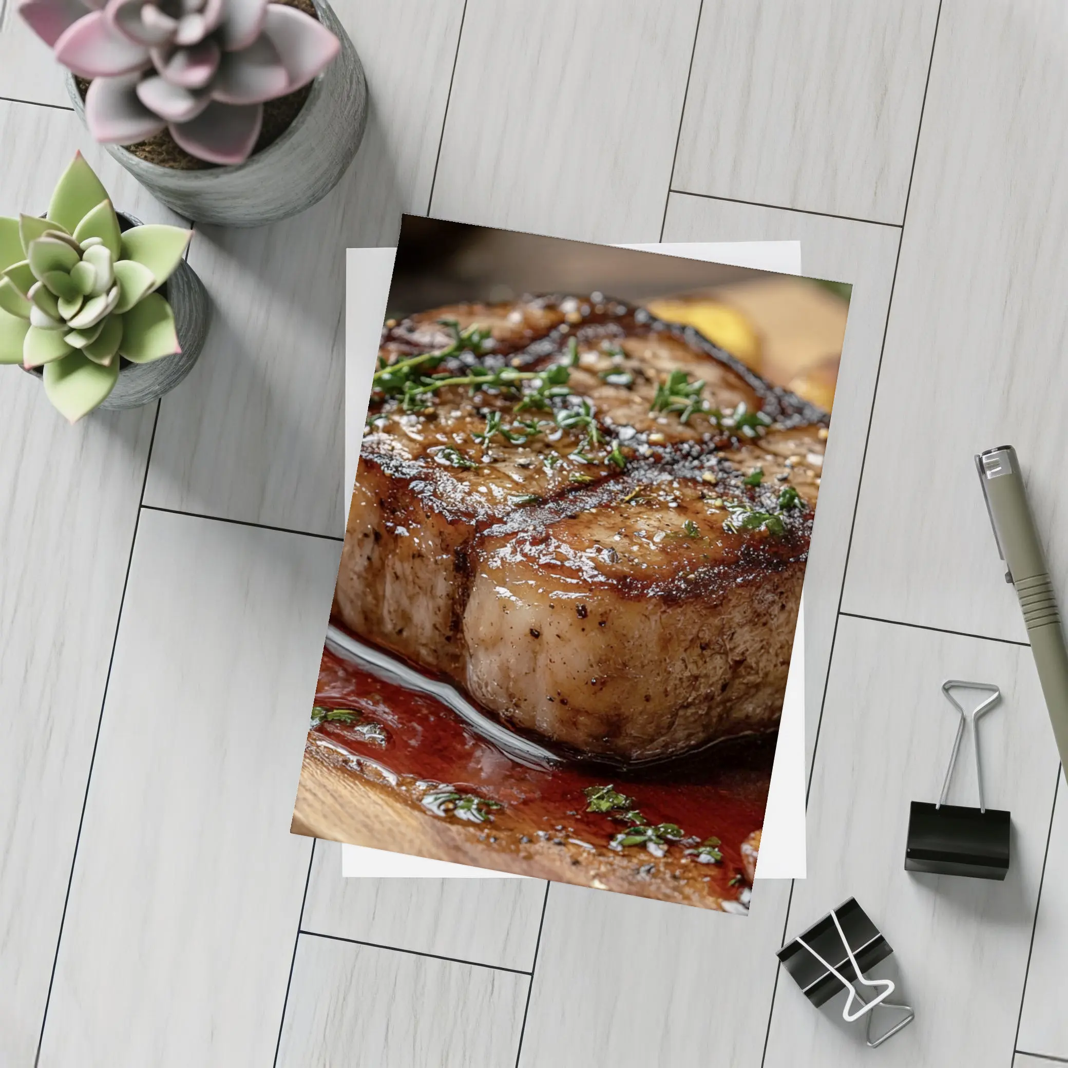 Seared Pork Chop With Roasted Potatoes Wooden Board – Postcards