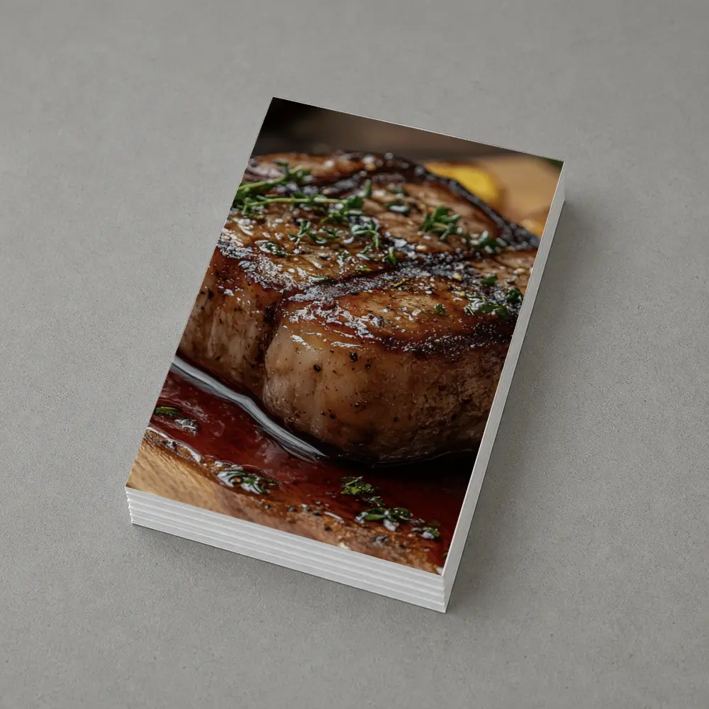 Seared Pork Chop With Roasted Potatoes Wooden Board – Postcards