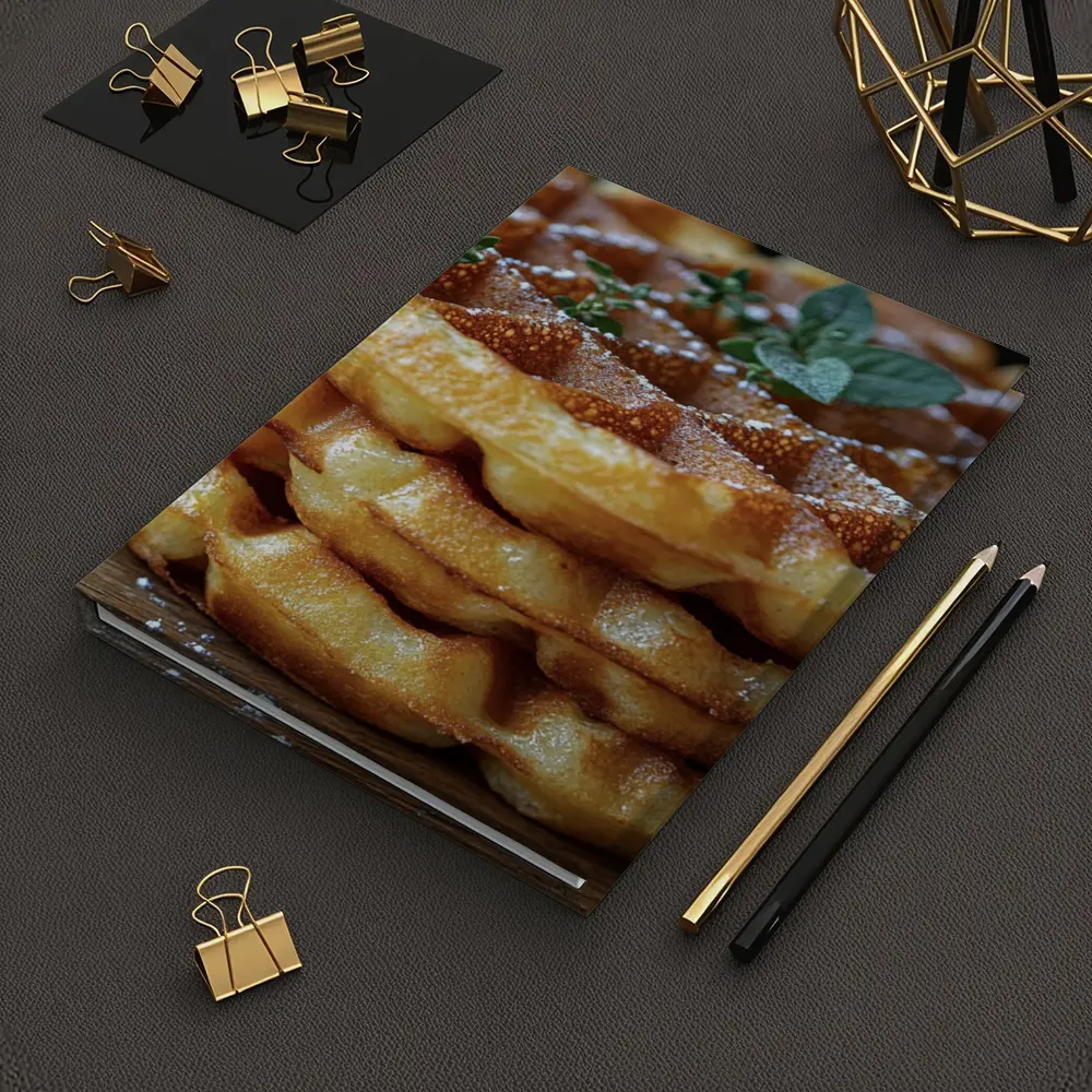 Golden Belgian Waffles Stack With Mint – Notebooks