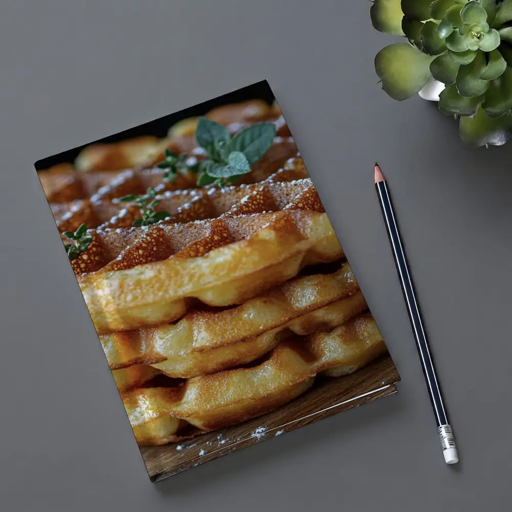 Golden Belgian Waffles Stack With Mint – Notebooks