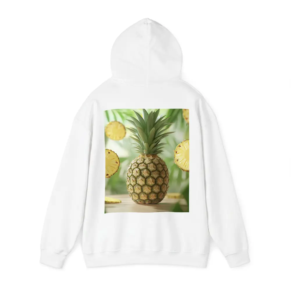 Fresh Pineapple Slices Floating Tropical Green Background – Hoodies