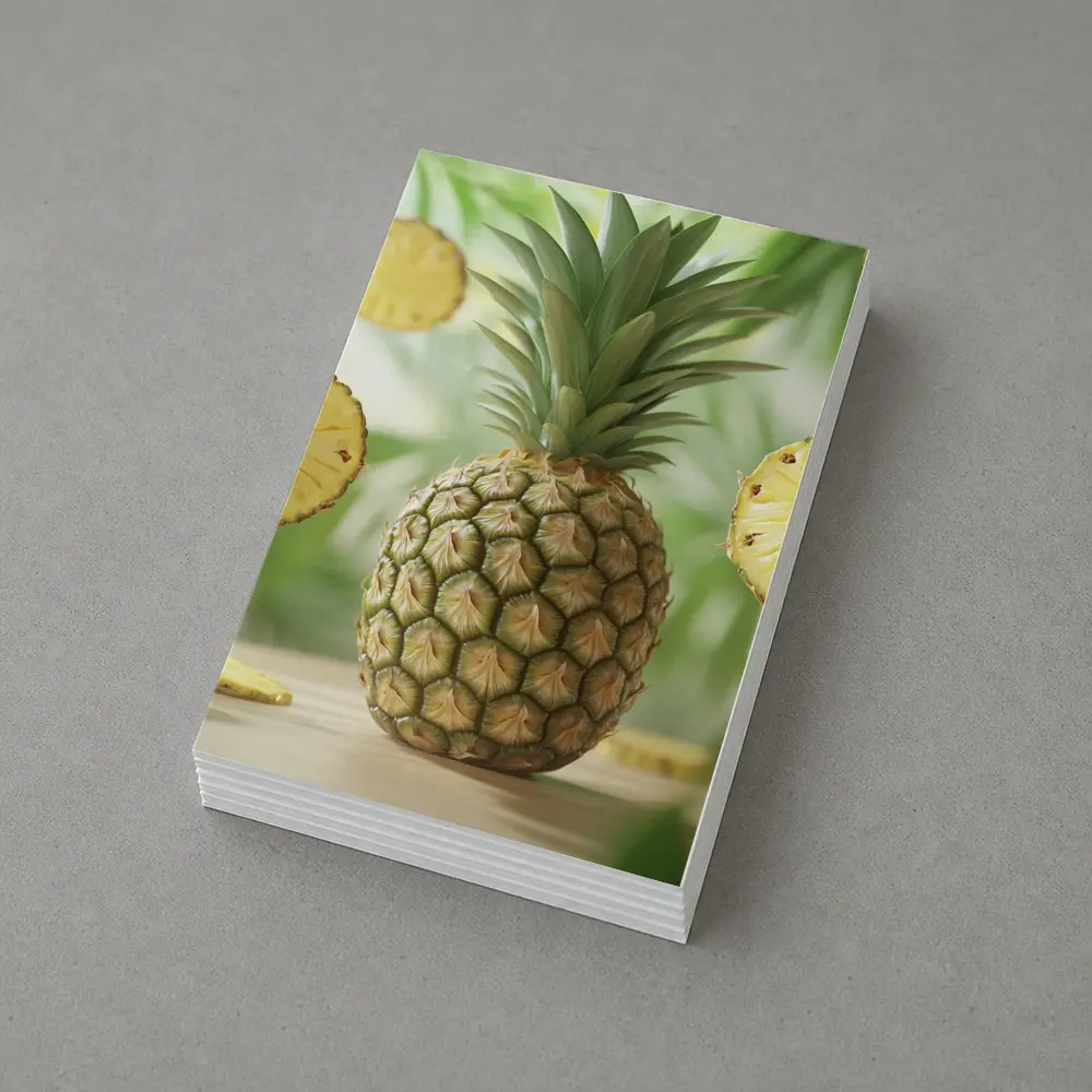 Fresh Pineapple Slices Floating Tropical Green Background – Postcards