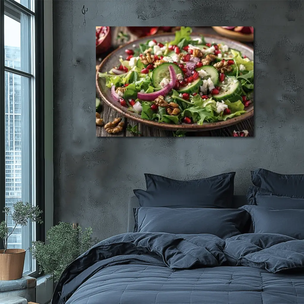 Pomegranate Walnut Feta Green Salad Bowl – Wall Art
