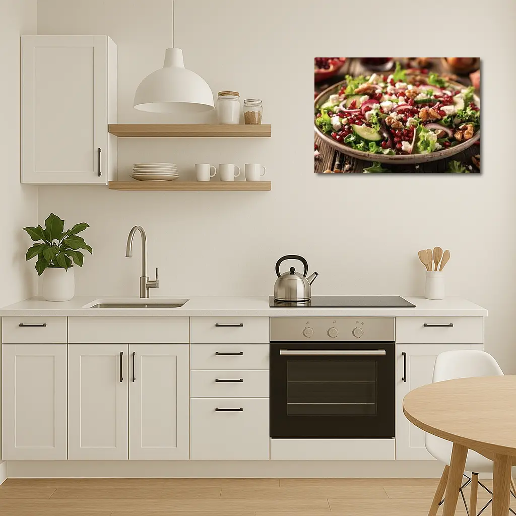 Pomegranate Feta Walnut Salad Wooden Table – Wall Art