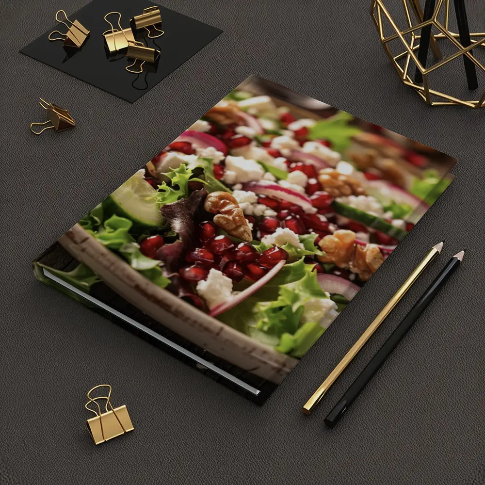 Pomegranate Feta Walnut Salad Wooden Table – Notebooks