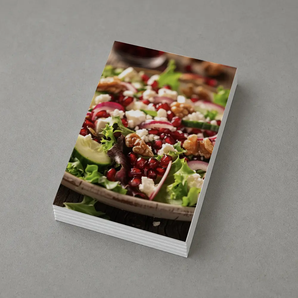 Pomegranate Feta Walnut Salad Wooden Table – Postcards