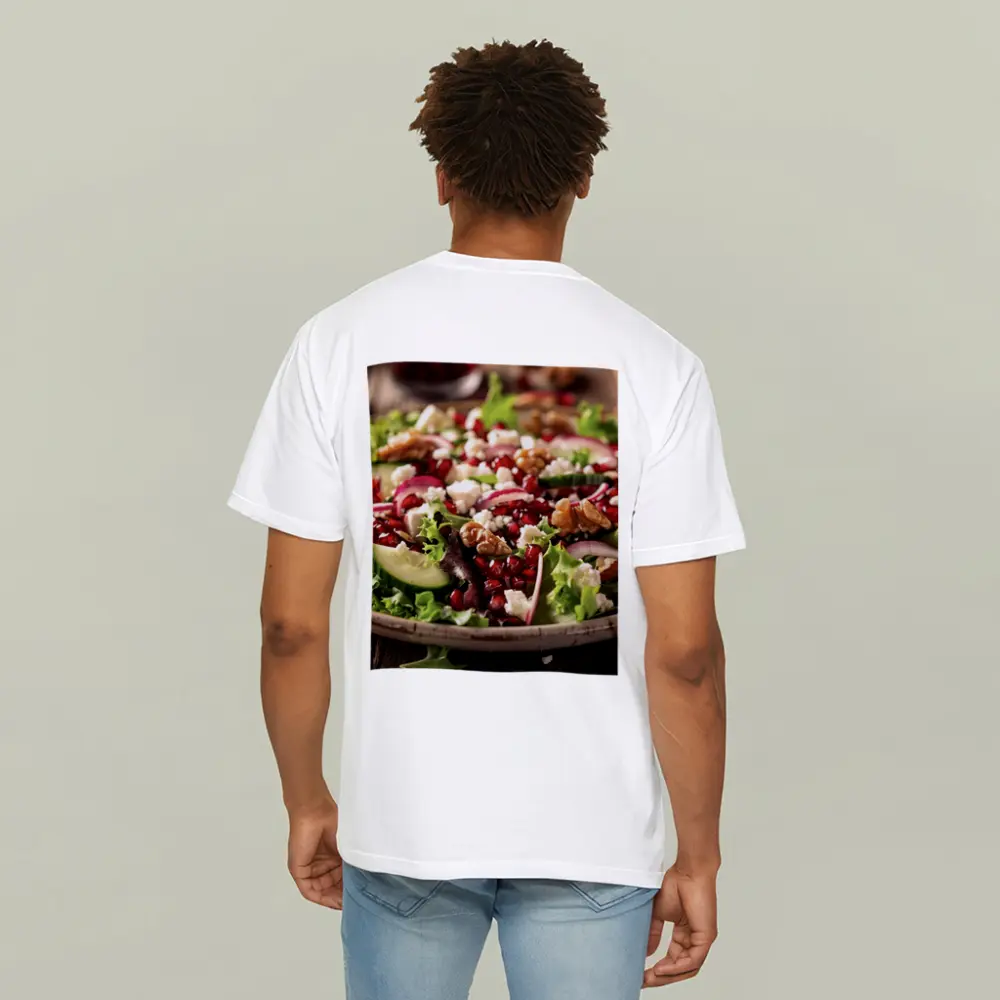 Pomegranate Feta Walnut Salad Wooden Table – T-Shirts