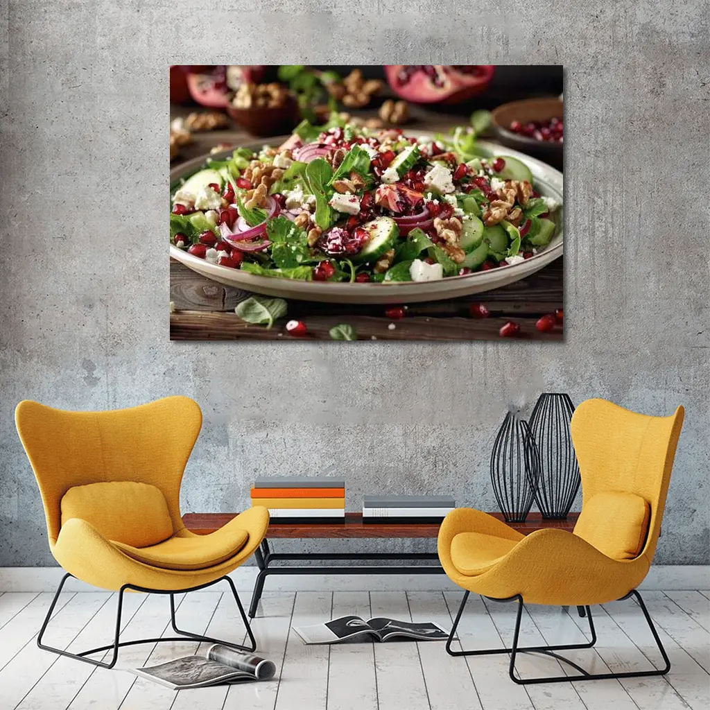 Pomegranate Walnut Feta Green Salad Plate – Wall Art