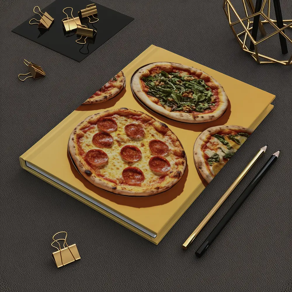 Four Neapolitan Pizzas On Yellow Background – Notebooks