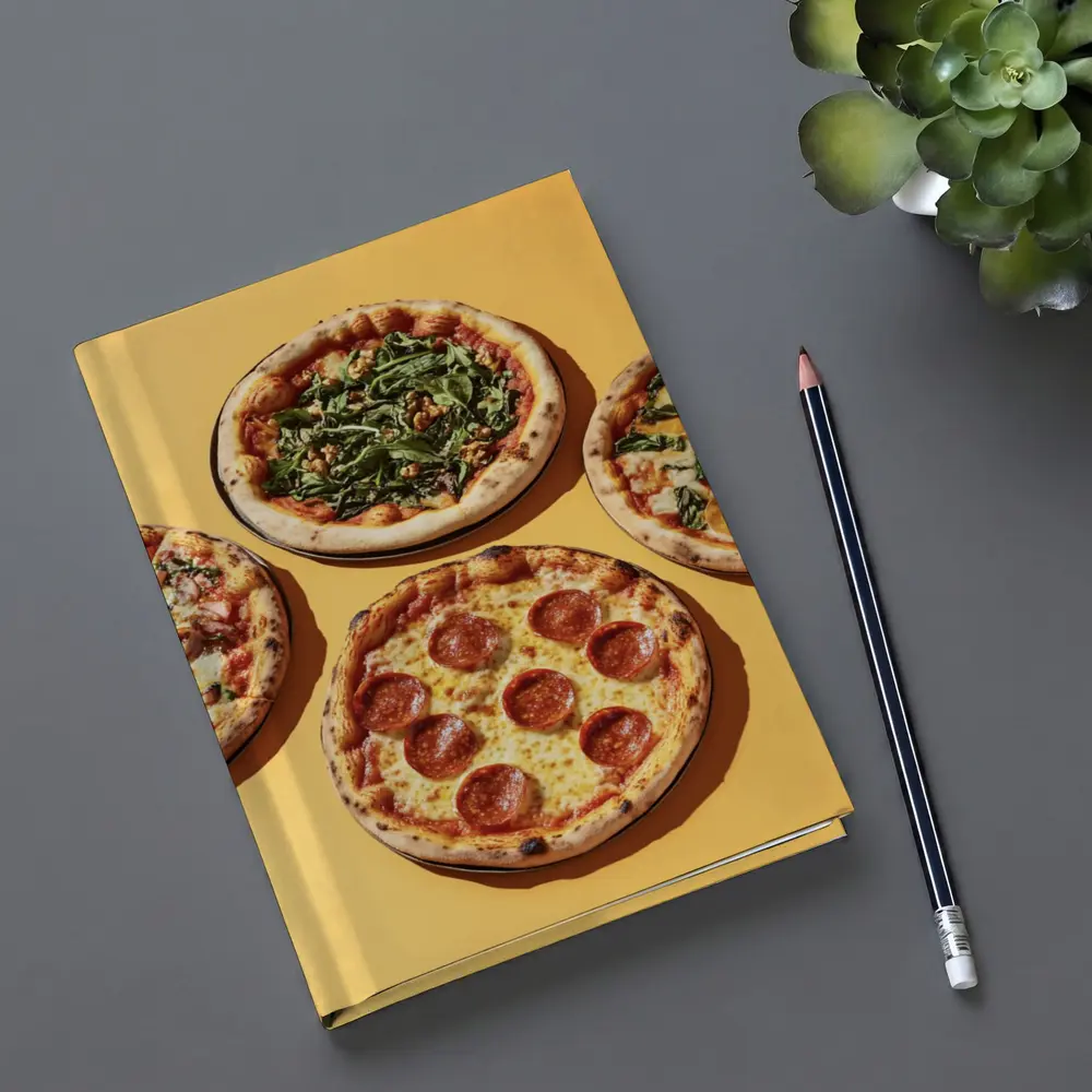 Four Neapolitan Pizzas On Yellow Background – Notebooks