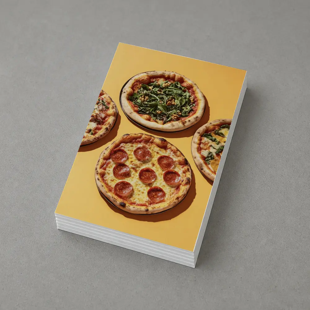 Four Neapolitan Pizzas On Yellow Background – Postcards