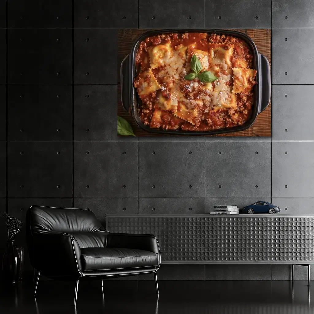 Baked Ravioli Bolognese Dish Fresh Basil – Wall Art