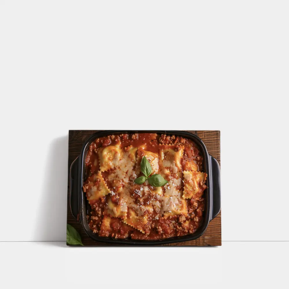 Baked Ravioli Bolognese Dish Fresh Basil – Wall Art