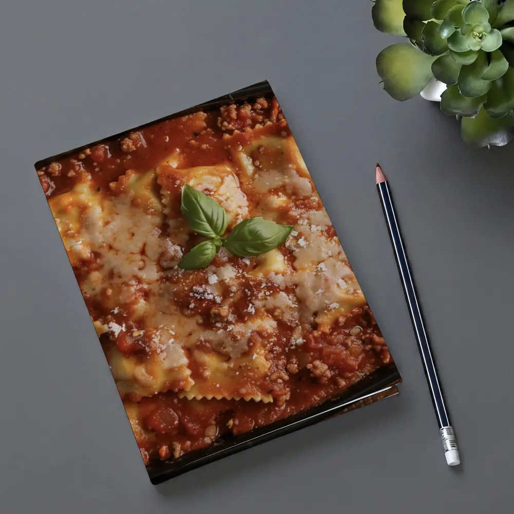 Baked Ravioli Bolognese Dish Fresh Basil – Notebooks