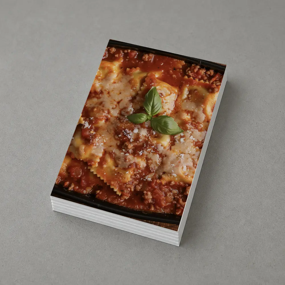 Baked Ravioli Bolognese Dish Fresh Basil – Postcards