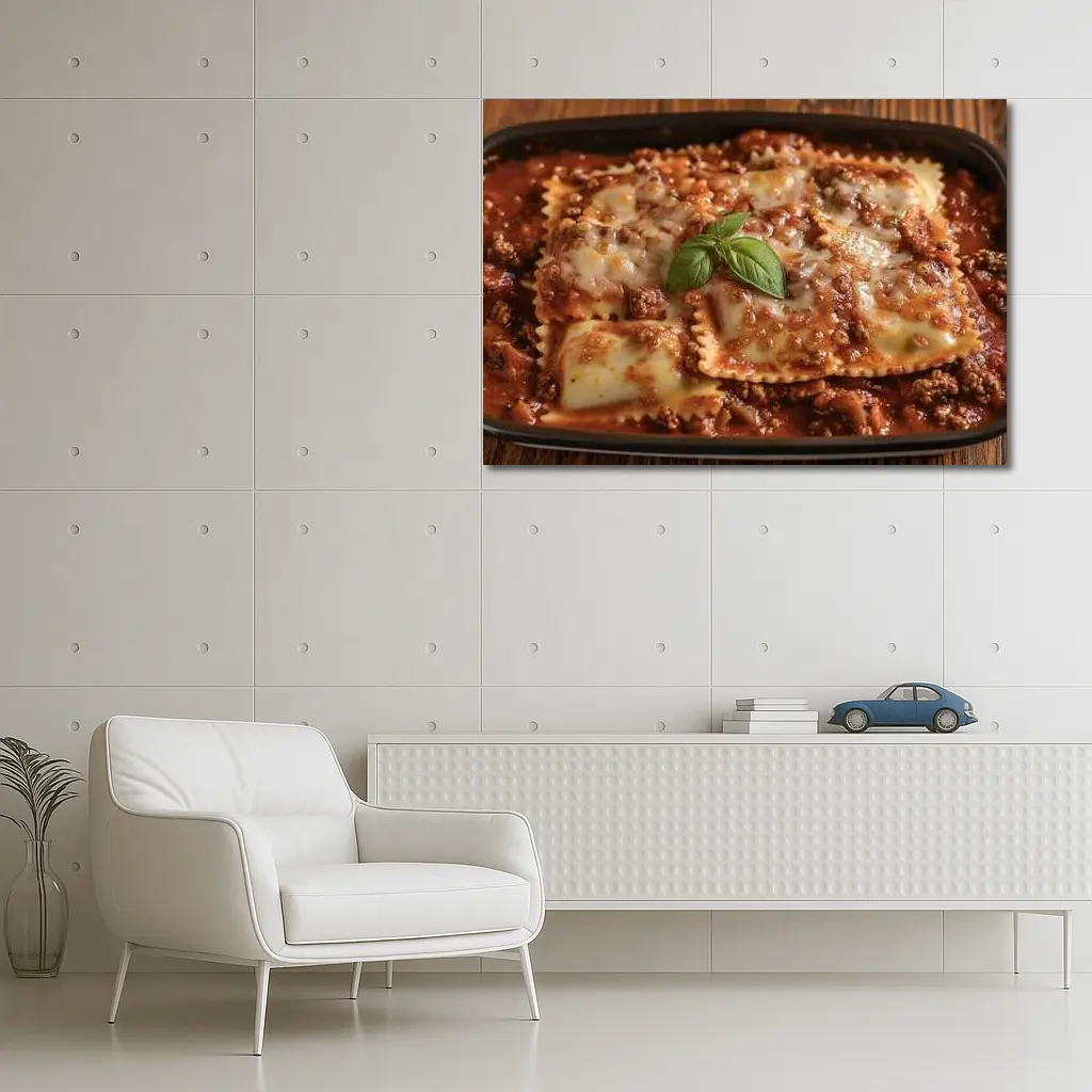 Cheesy Ravioli Bolognese Sauce Rustic Dish – Wall Art