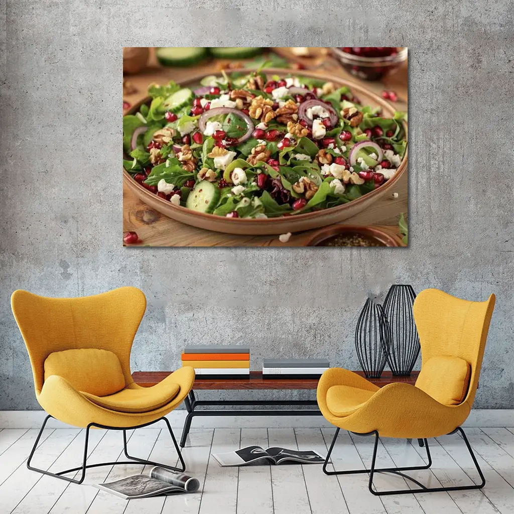 Fresh Pomegranate Walnut Feta Green Salad – Wall Art