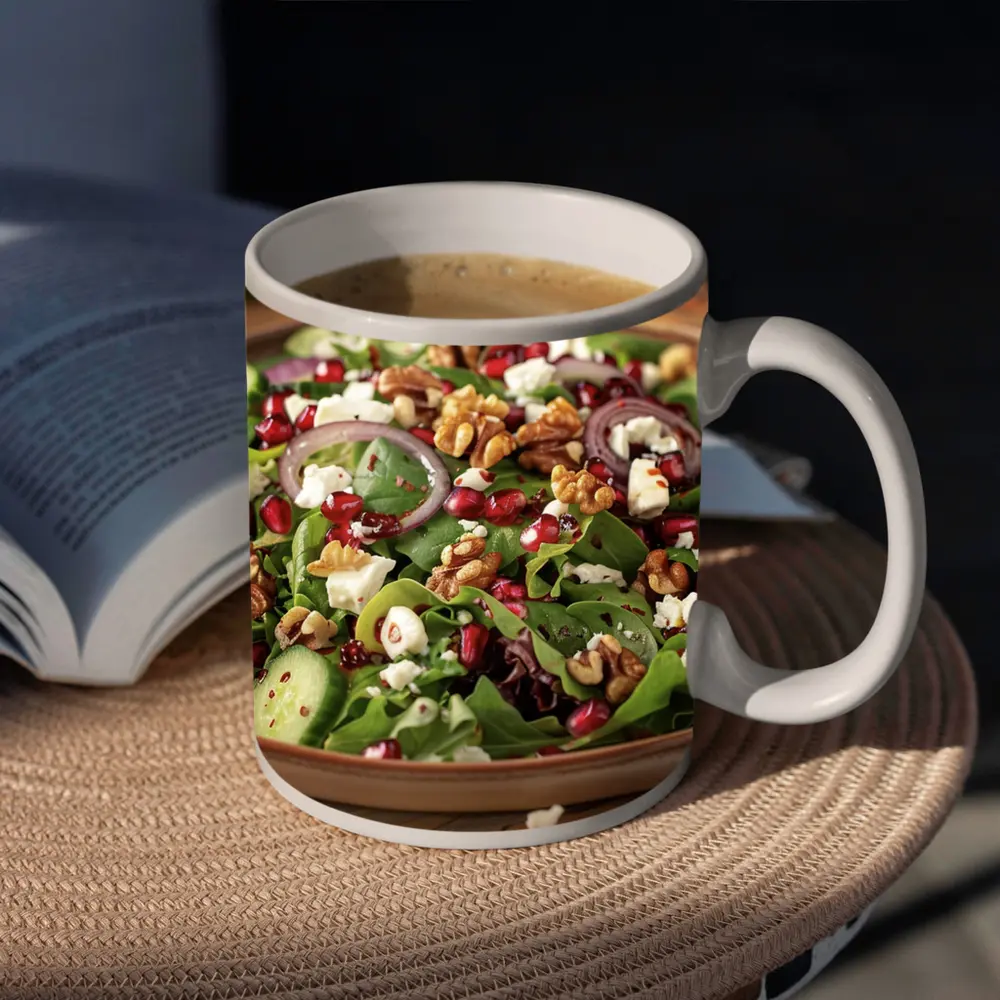 Fresh Pomegranate Walnut Feta Green Salad – Mugs