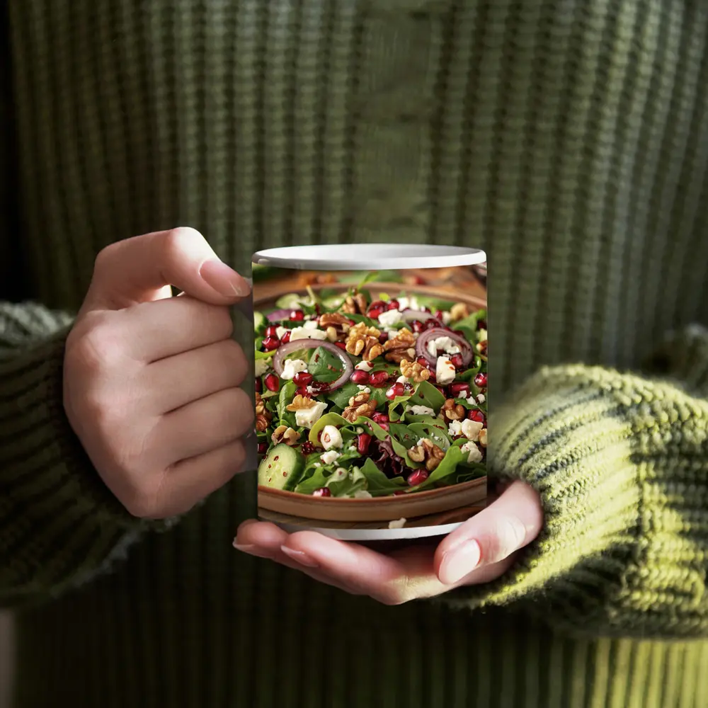 Fresh Pomegranate Walnut Feta Green Salad – Mugs