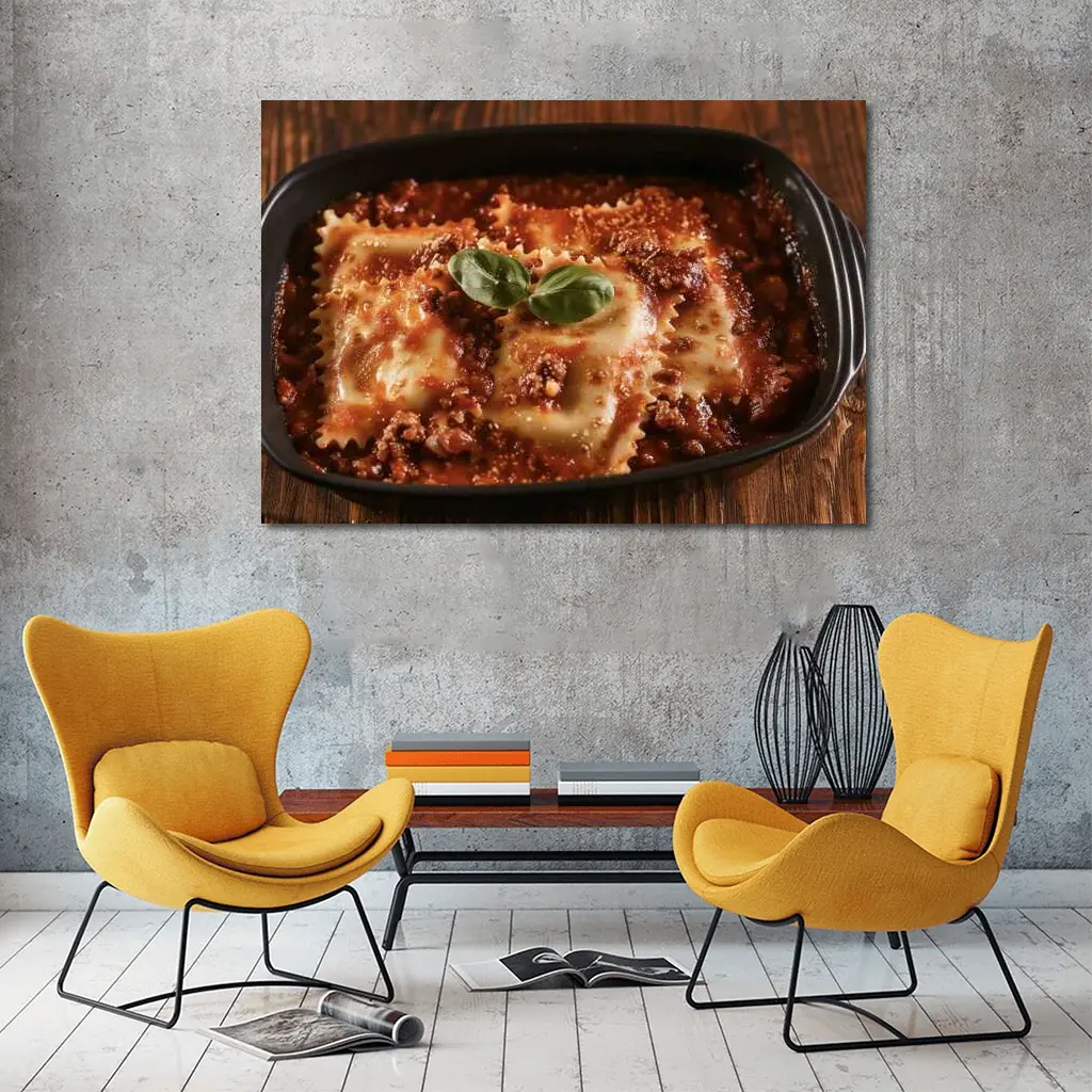 Ravioli Bolognese With Fresh Basil Garnish – Wall Art