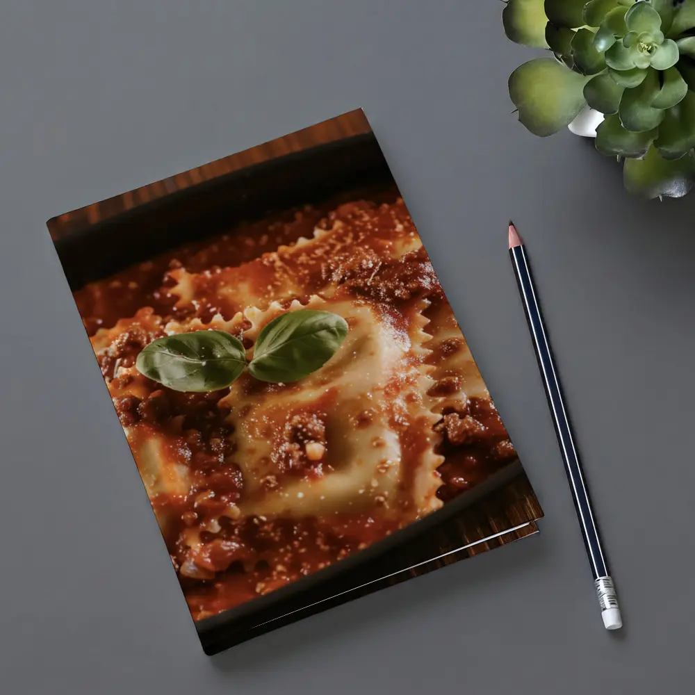 Ravioli Bolognese With Fresh Basil Garnish – Notebooks