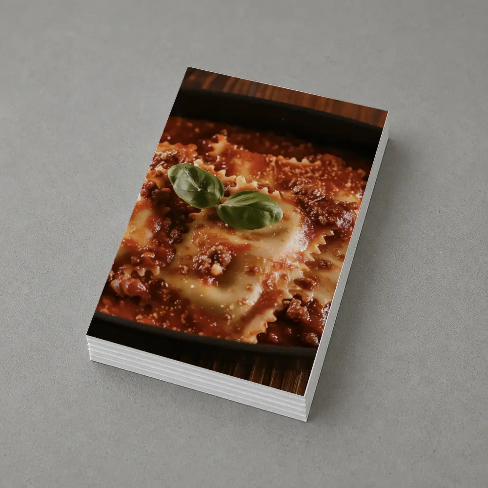 Ravioli Bolognese With Fresh Basil Garnish – Postcards