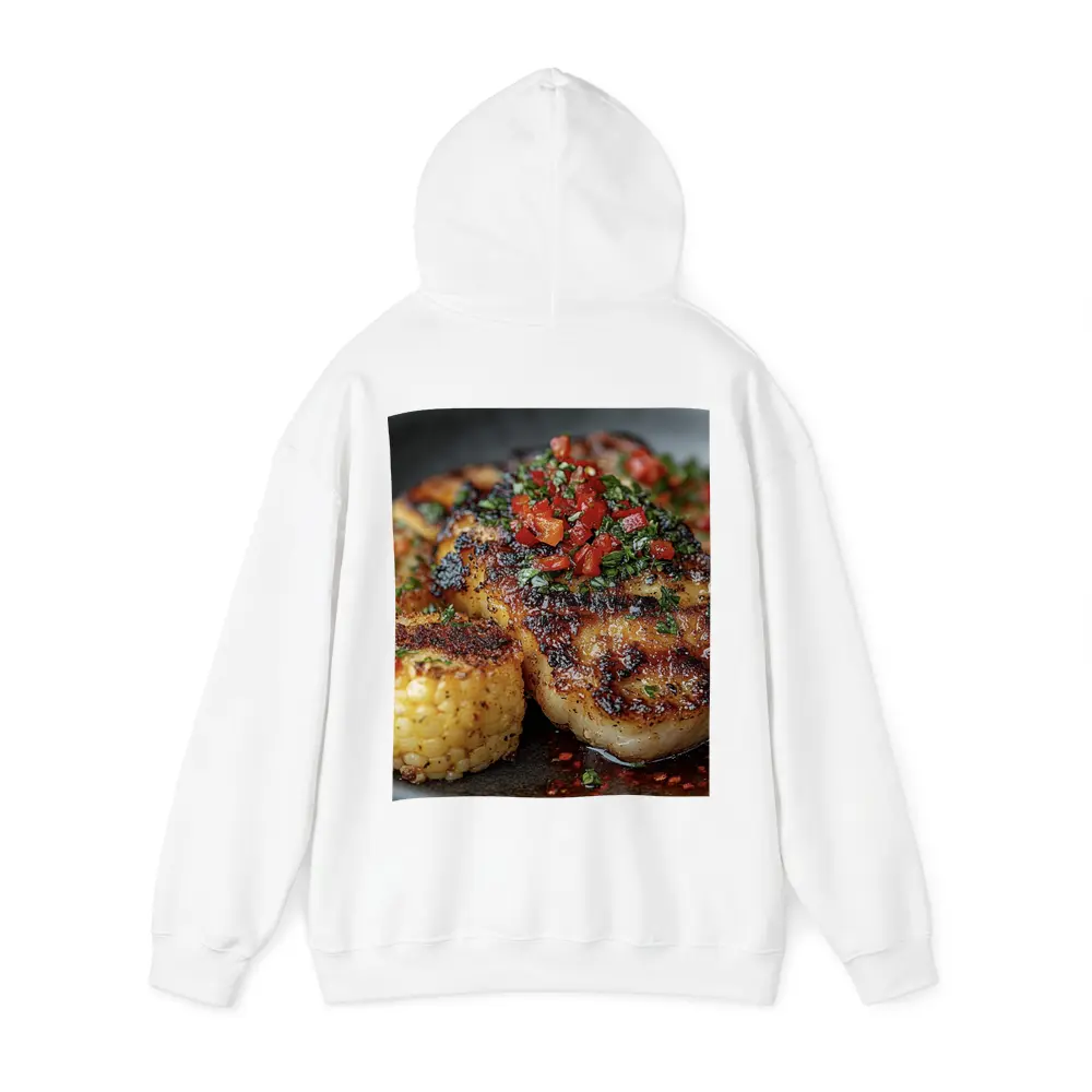 Seared Scallops Charred Corn Salsa Dark Plate – Hoodies
