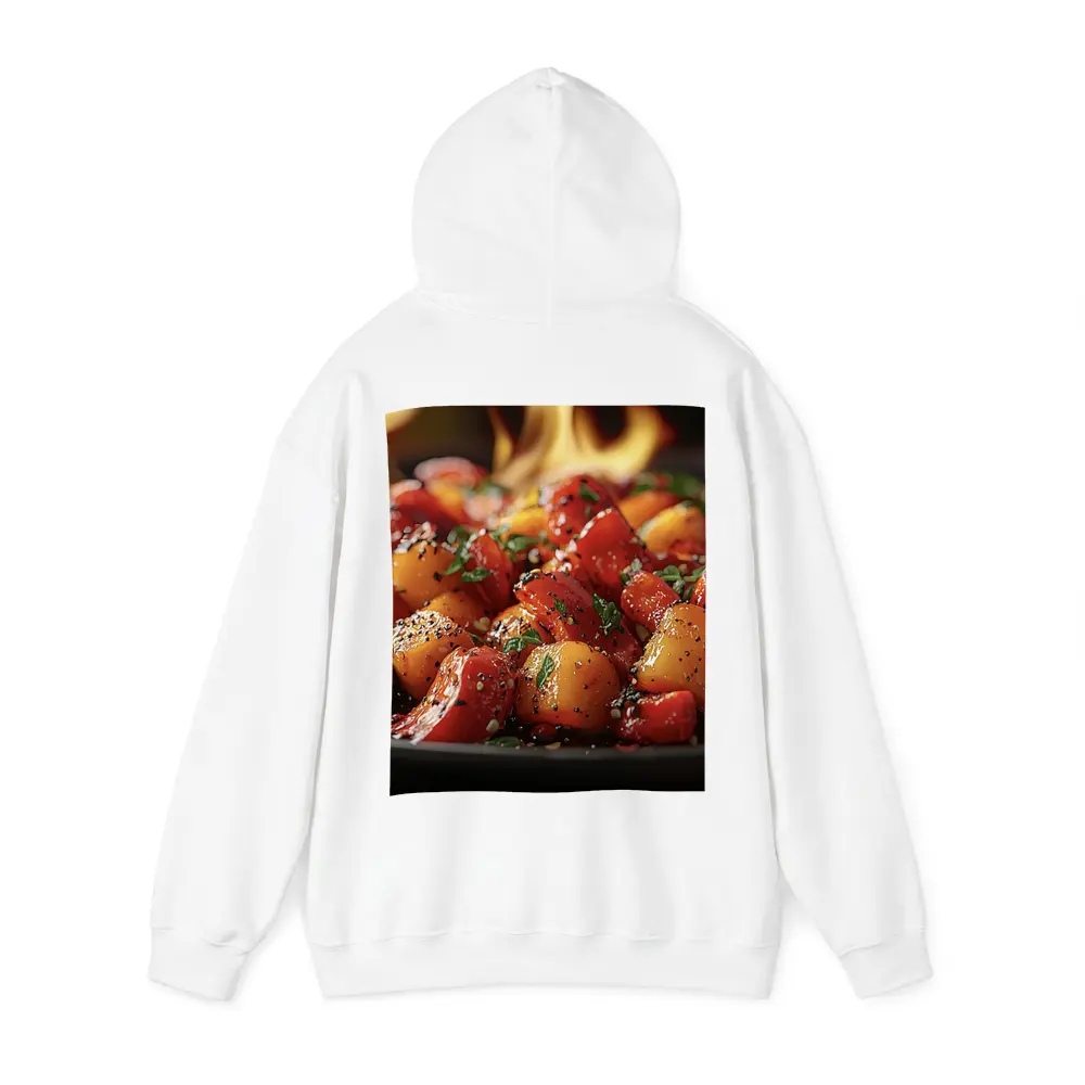 Spicy Glazed Vegetables Sizzling Over Open Flame – Hoodies