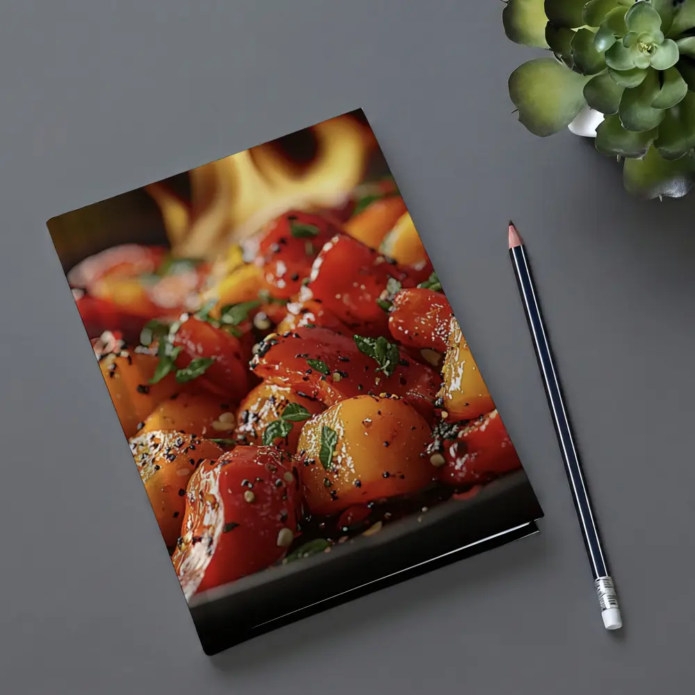 Spicy Glazed Vegetables Sizzling Over Open Flame – Notebooks
