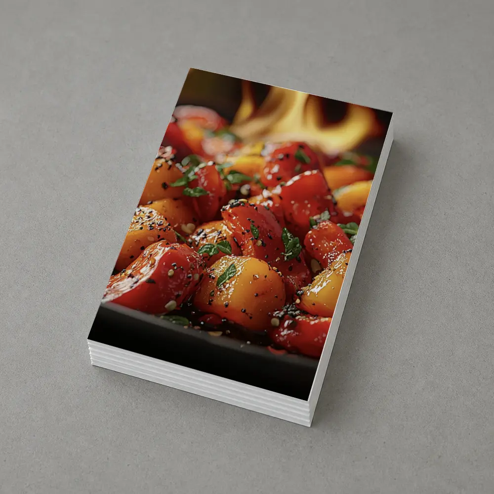 Spicy Glazed Vegetables Sizzling Over Open Flame – Postcards