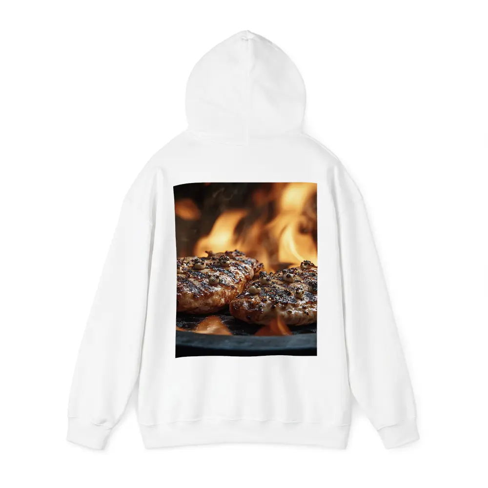 Grilled Burger Patties Over Open Flame – Hoodies