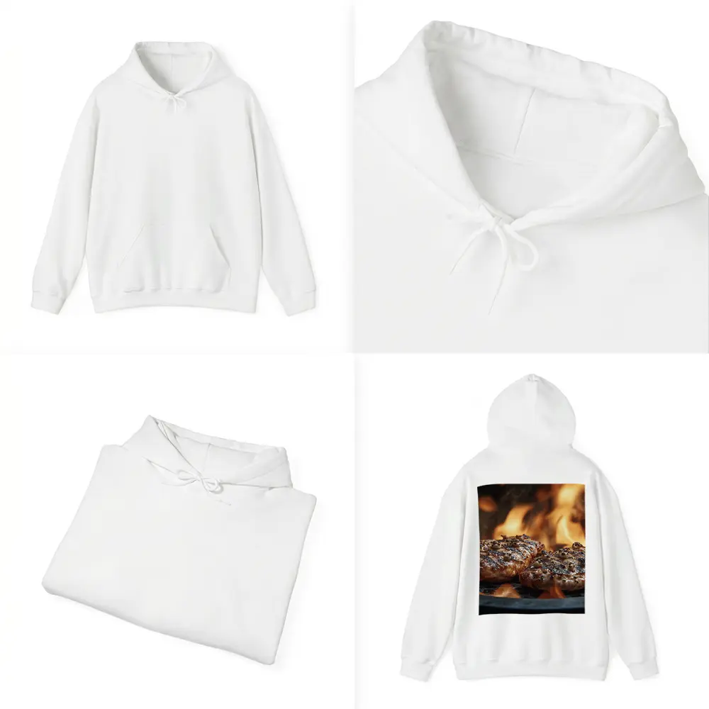 Grilled Burger Patties Over Open Flame – Hoodies