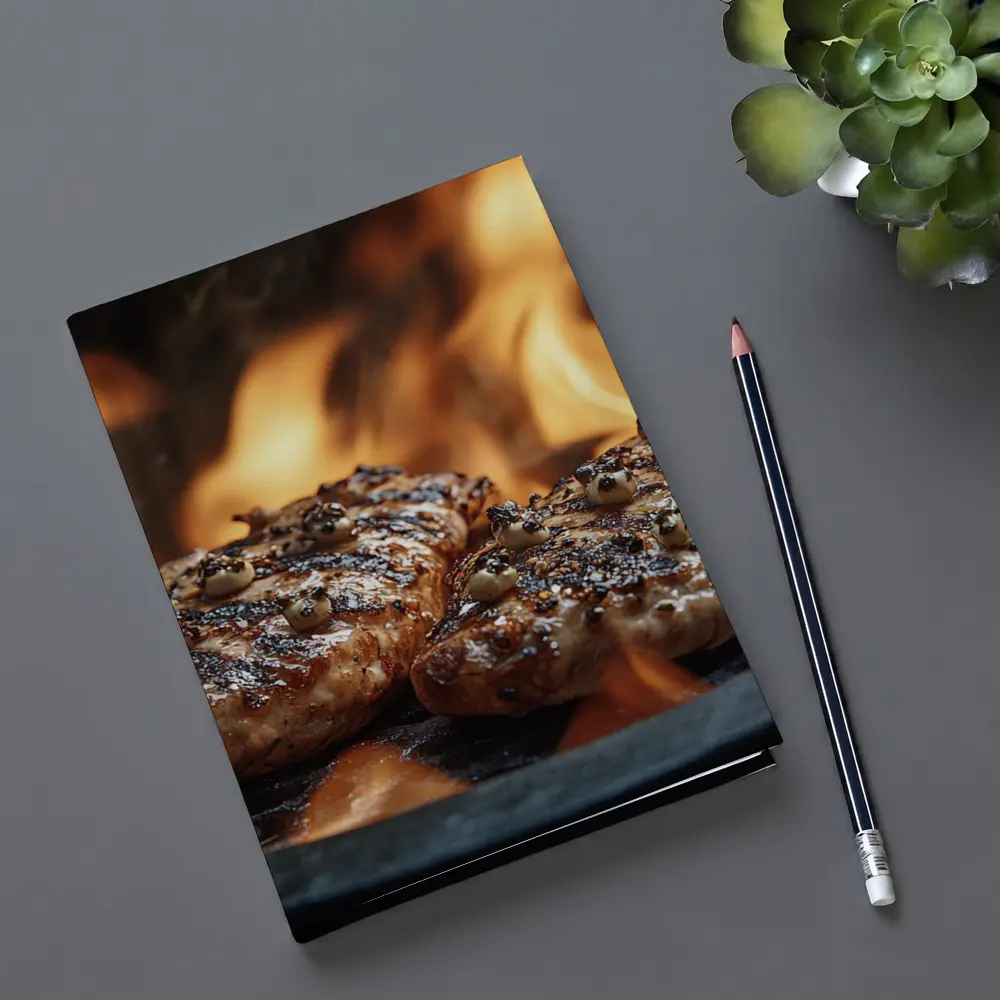 Grilled Burger Patties Over Open Flame – Notebooks