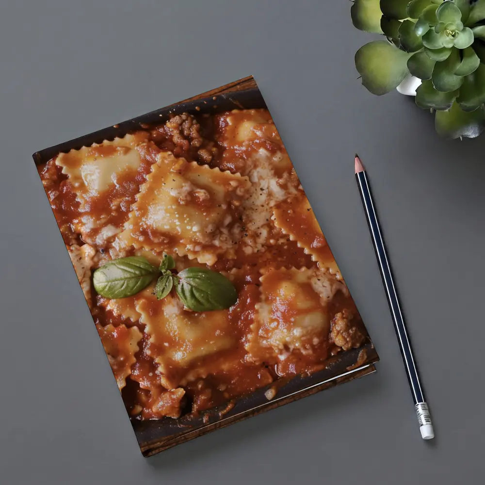 Ravioli Bolognese Baked Pasta Dish Wooden Table – Notebooks