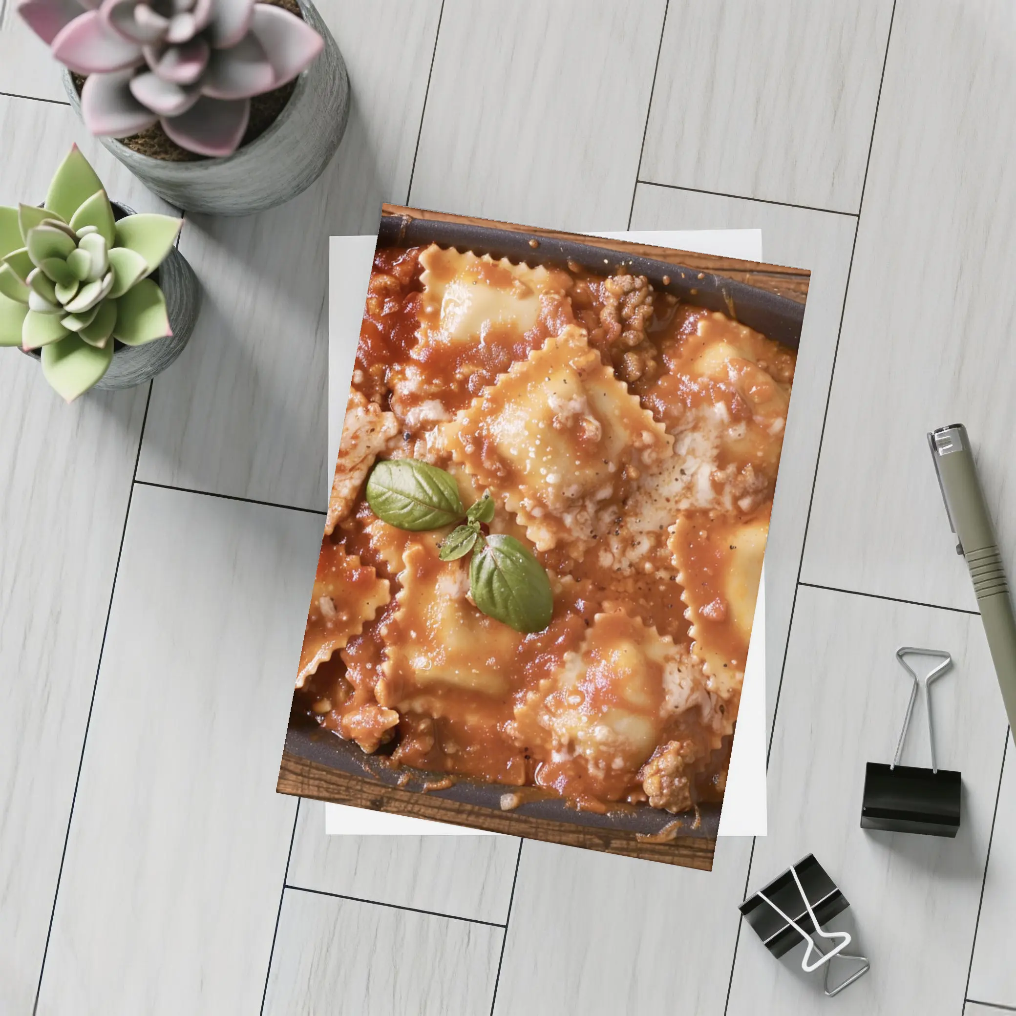Ravioli Bolognese Baked Pasta Dish Wooden Table – Postcards