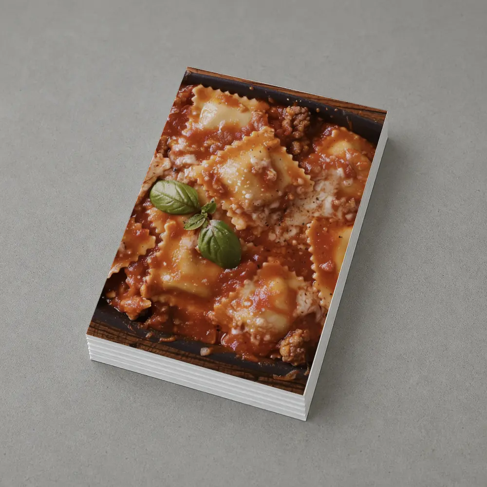 Ravioli Bolognese Baked Pasta Dish Wooden Table – Postcards
