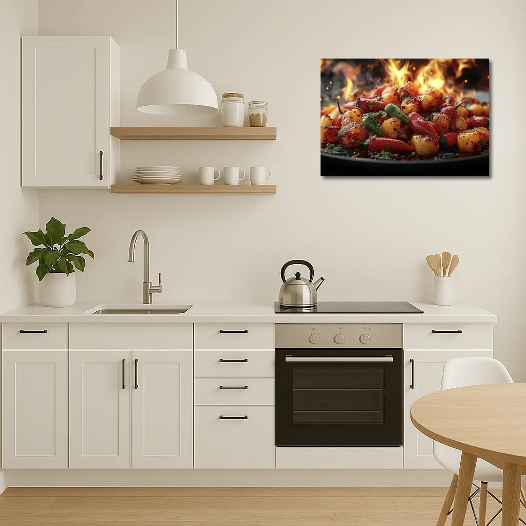 Spicy Chili Peppers Roasted Over Open Flames – Wall Art