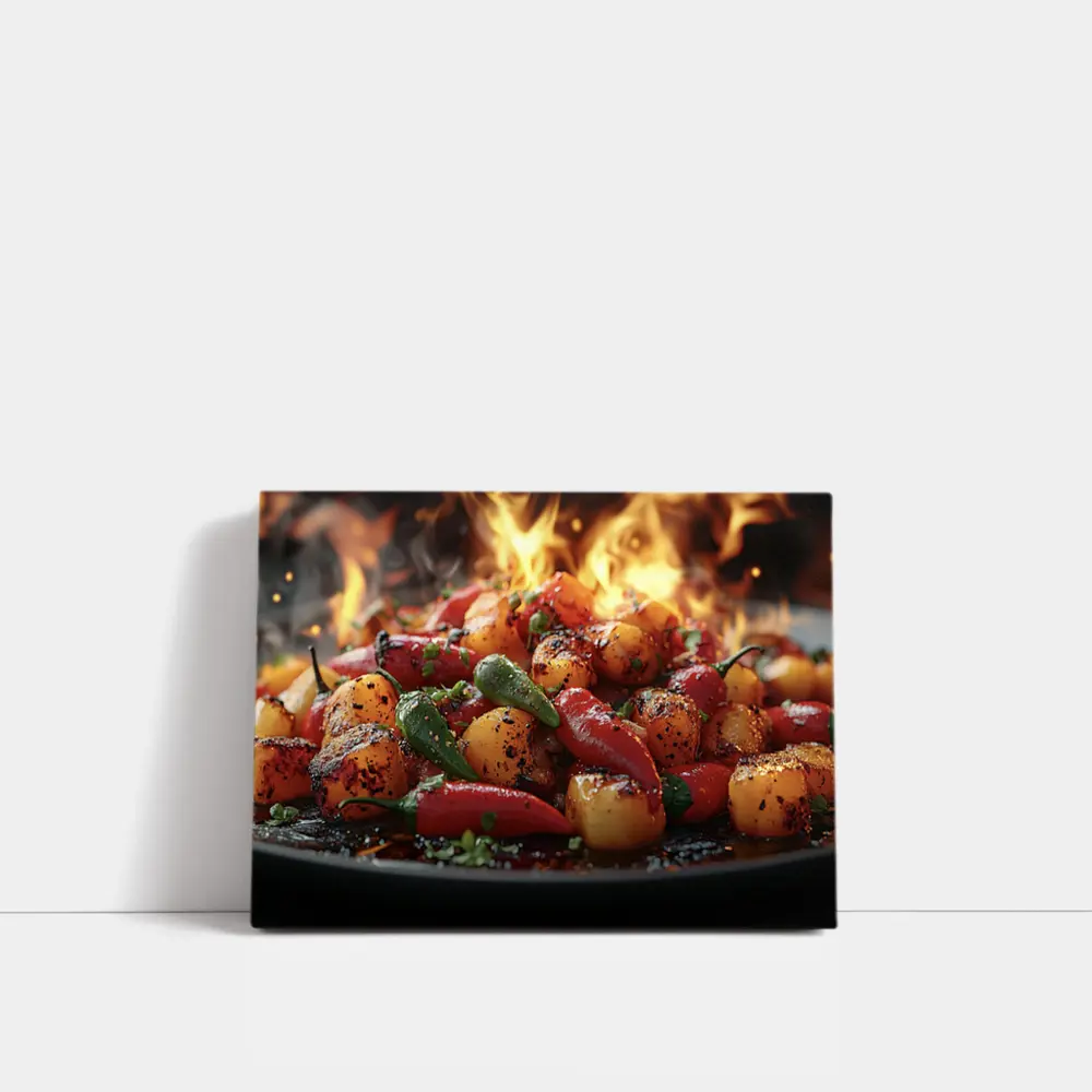 Spicy Chili Peppers Roasted Over Open Flames – Wall Art