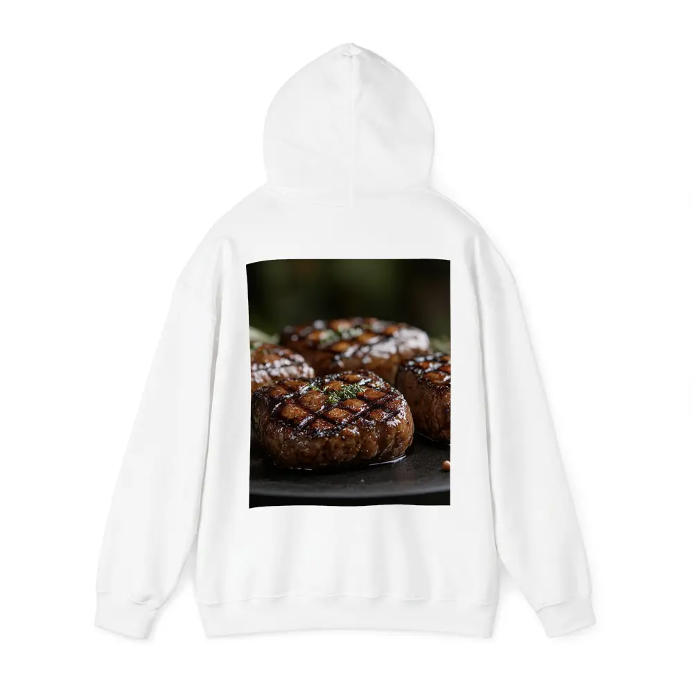 Grilled Burger Patties Open Flame Dark Background – Hoodies