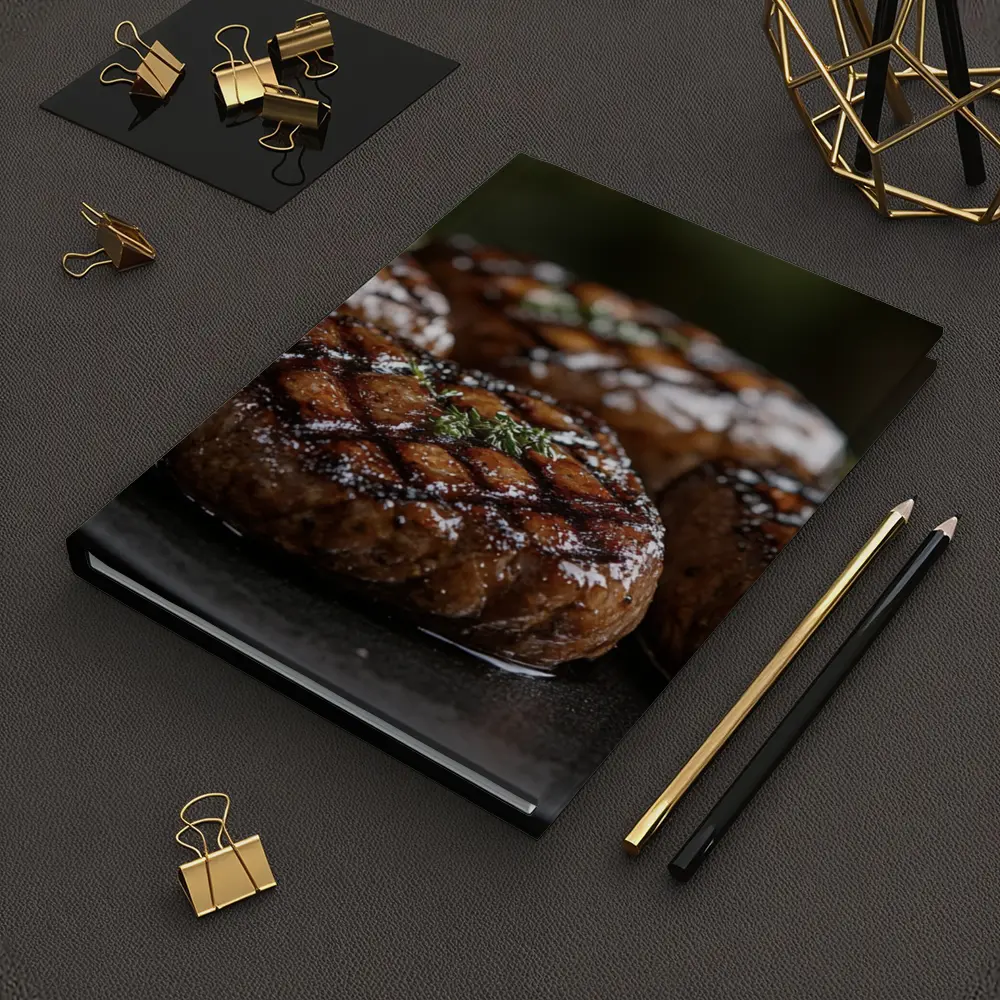 Grilled Burger Patties Open Flame Dark Background – Notebooks