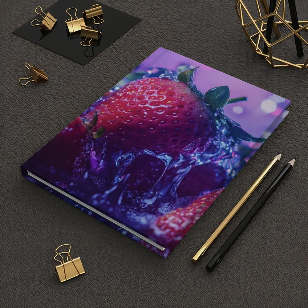 Fresh Red Strawberries Purple Bokeh Background – Notebooks