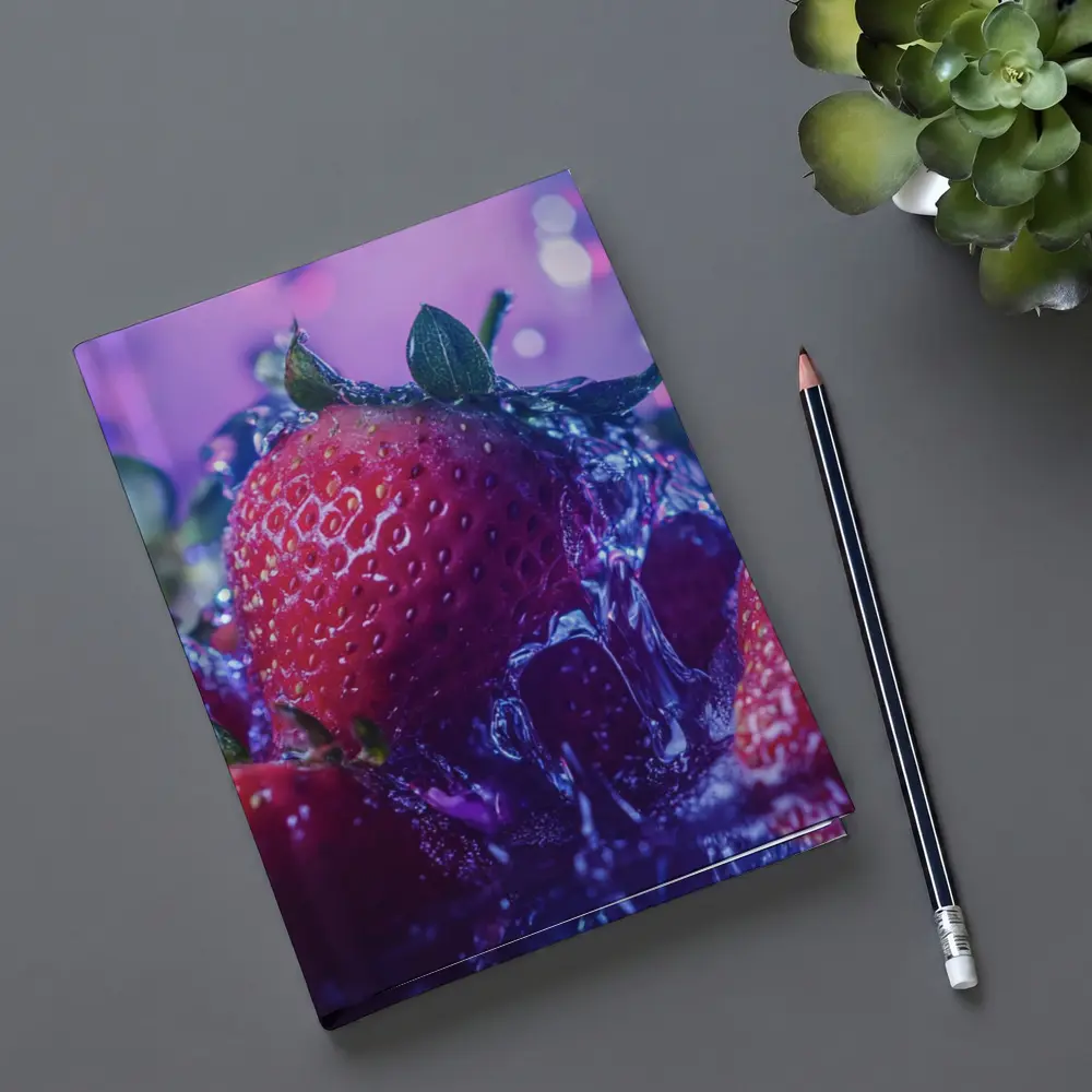 Fresh Red Strawberries Purple Bokeh Background – Notebooks