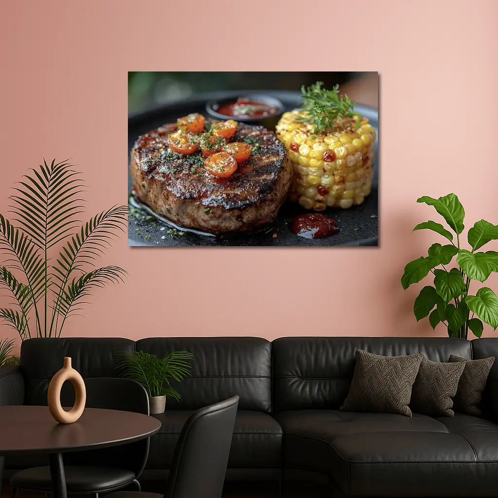 Grilled Steak With Corn And Tomatoes – Wall Art