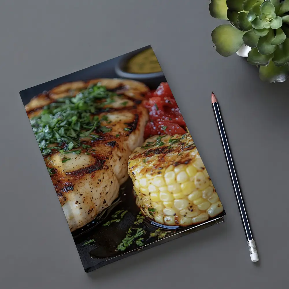 Grilled Fish Corn Tomato Salsa Dark Plate – Notebooks