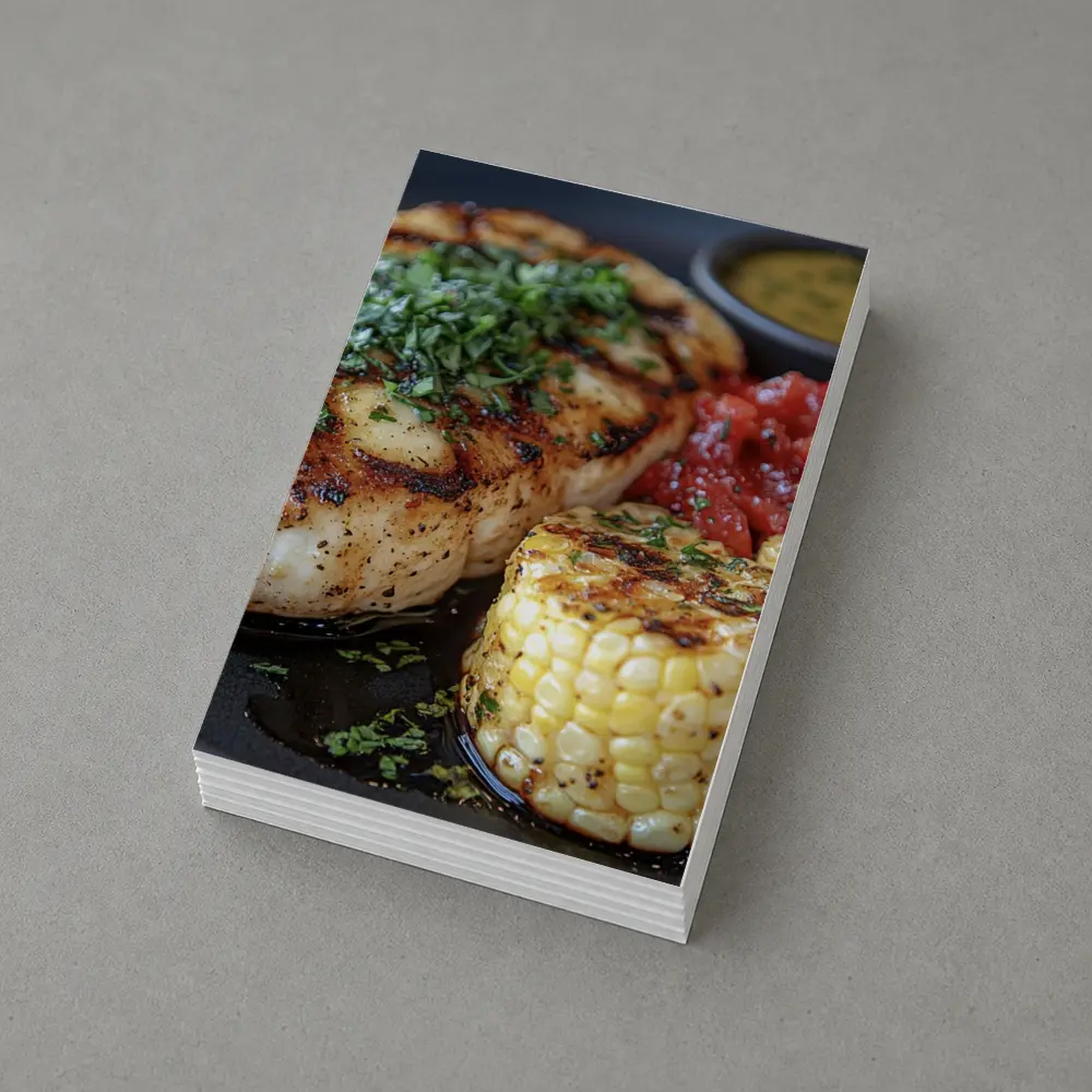 Grilled Fish Corn Tomato Salsa Dark Plate – Postcards