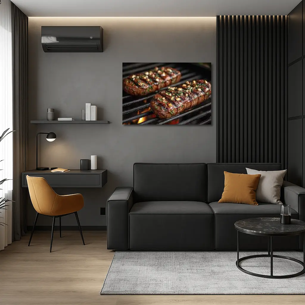 Grilled Steaks Over Open Flame Grill – Wall Art
