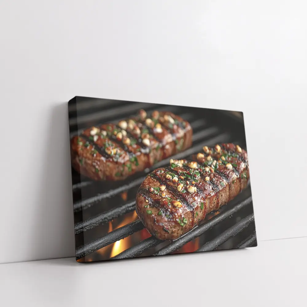 Grilled Steaks Over Open Flame Grill – Wall Art