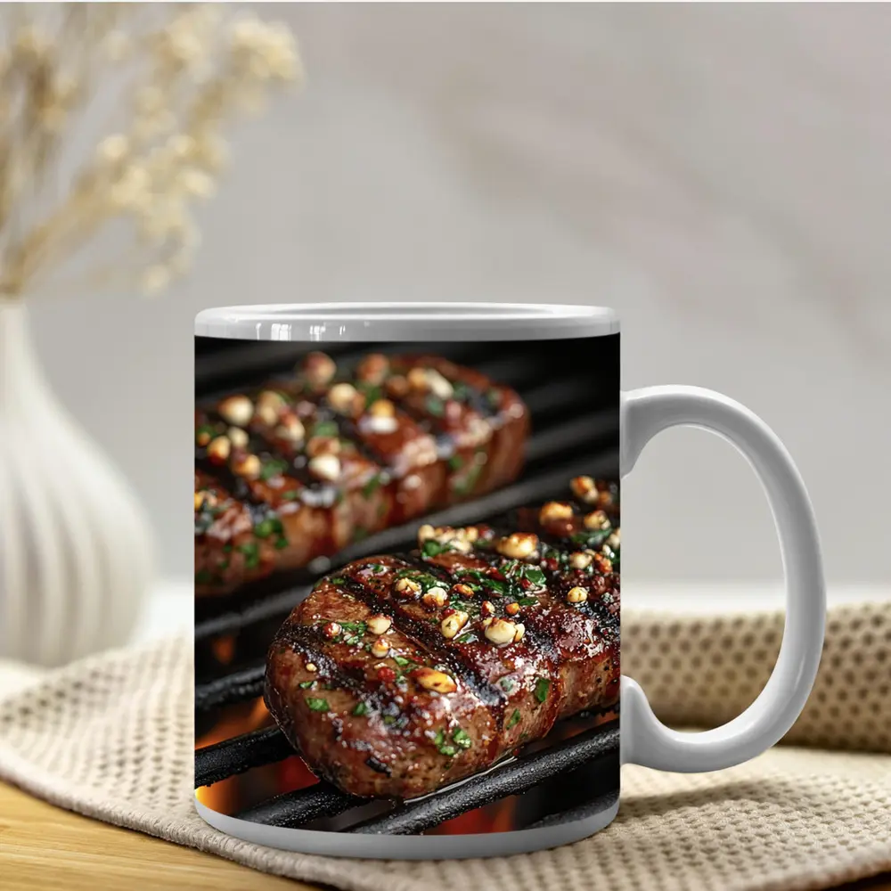 Grilled Steaks Over Open Flame Grill – Mugs