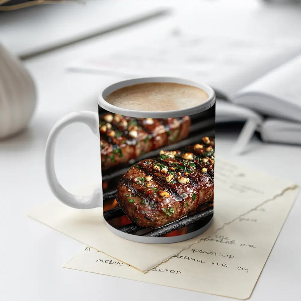 Grilled Steaks Over Open Flame Grill – Mugs